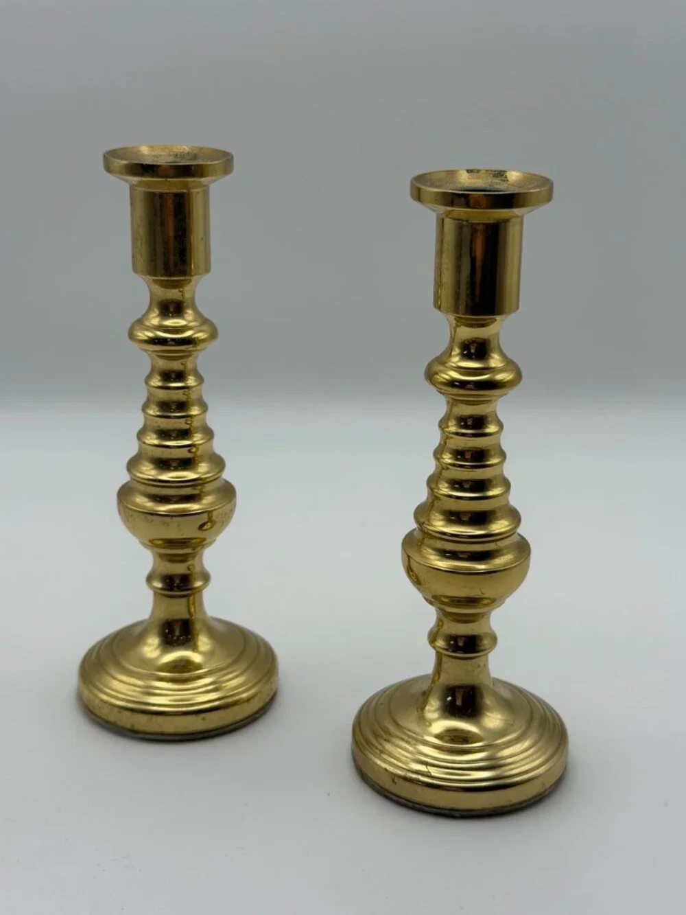 Vintage Baldwin Brass Beehive Candlestick Holder Pair Ornate tapered